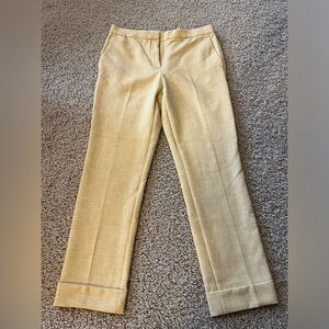 Size 6 Ann Taylor Pale Yellow Crosshatch Cuffed Trousers